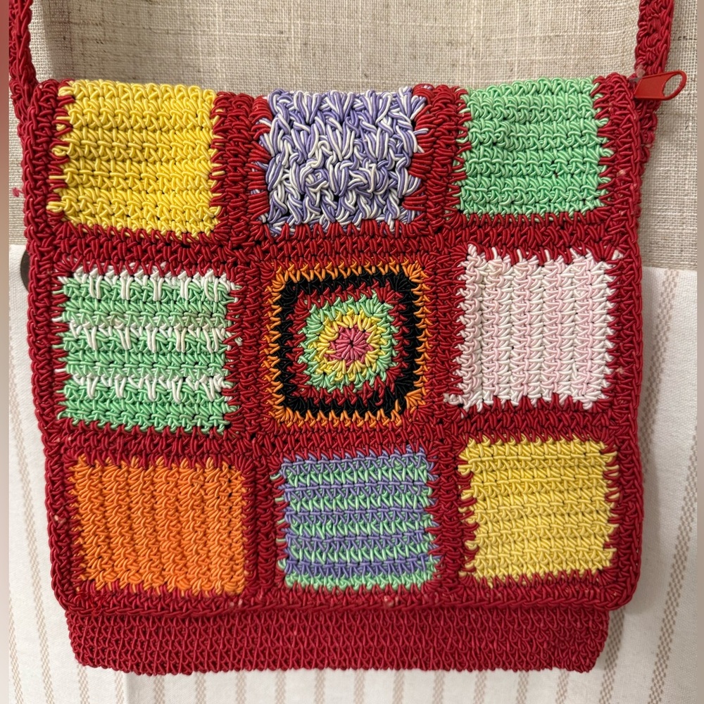 Vibrant Patchwork Crochet Crossbody Bag